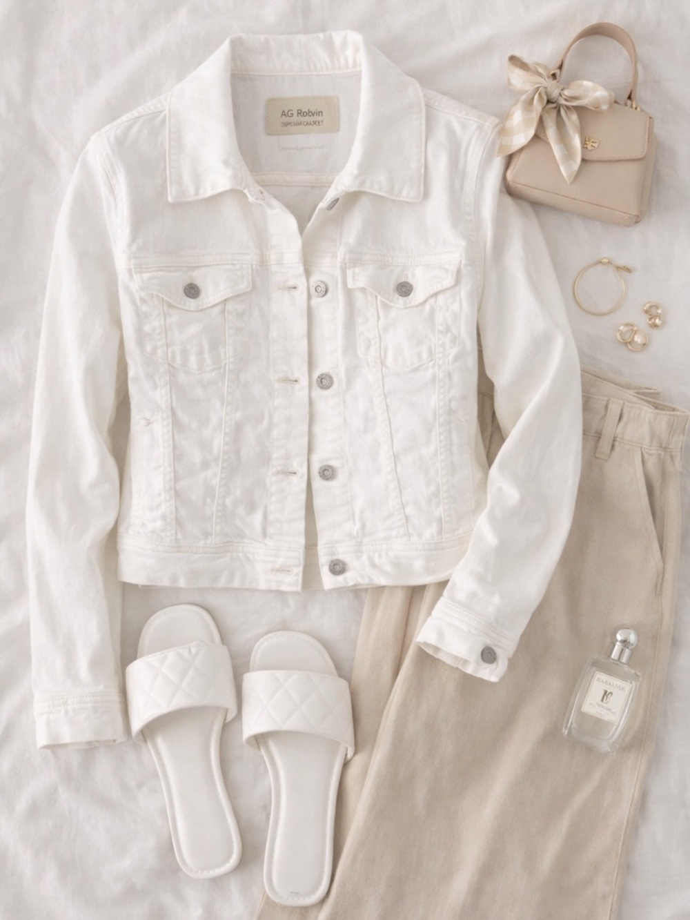 AG Adriano Goldschmied | Robyn Denim Jacket White Cropped Stretch | Medium - Picture 2 of 7